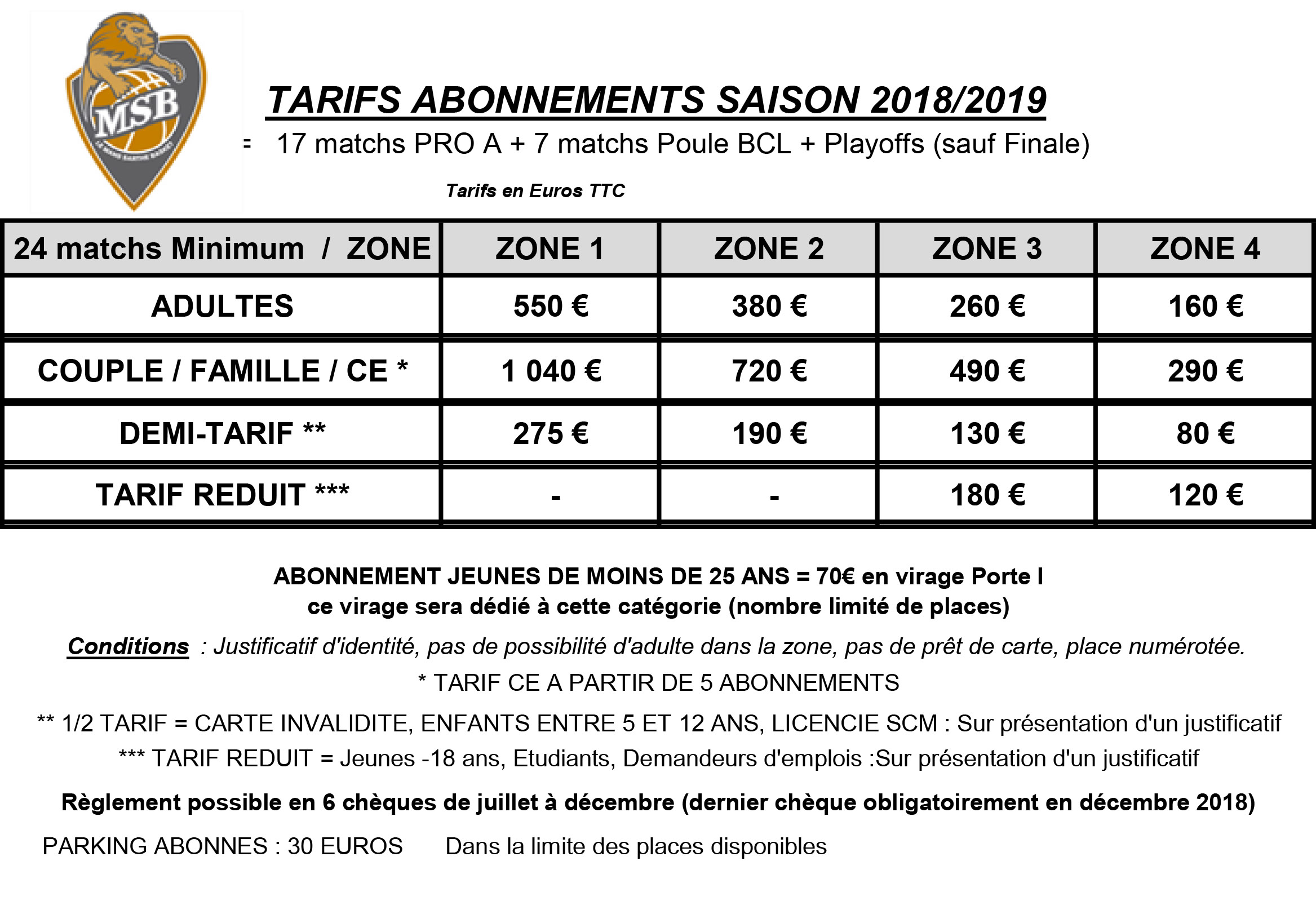 Tarifs MSB billabo tableau